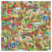 ヴィンテージの花園のカラフルな蝶花柄 ファブリック (見本)