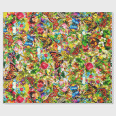 ヴィンテージの花園のカラフルな蝶花柄 ラッピングペーパー (フラット)