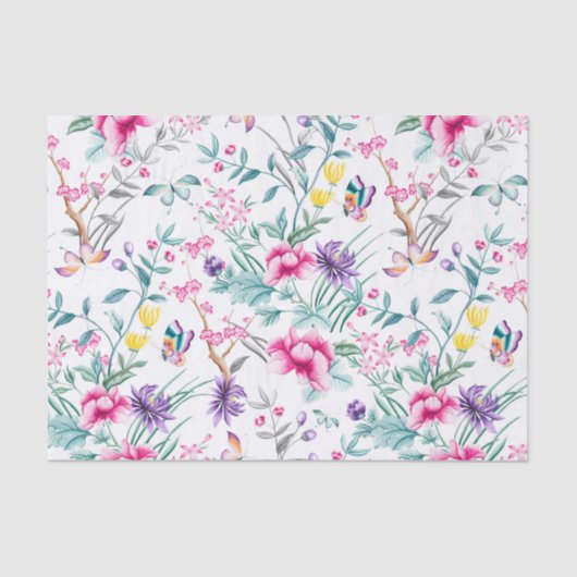 ヴィンテージの花園の虹の蝶白 薄葉紙 (正面)