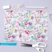 ヴィンテージの花園の虹の蝶白 薄葉紙 (クラフト)