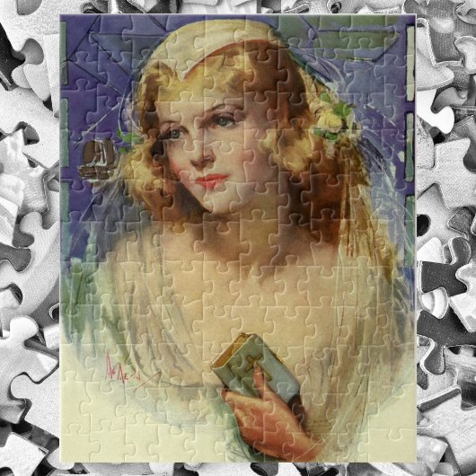 ヴィンテージの花嫁が聖書を持って、宗教的な結婚式 ジグソーパズル