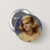 ヴィンテージの花嫁が聖書を持って、宗教的な結婚式 缶バッジ (正面&裏面)