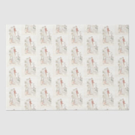 ヴィンテージの花嫁と新郎のウェディングデコパージュ（クリーム色の背景） 薄葉紙