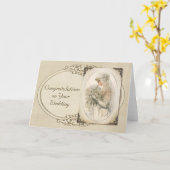 ヴィンテージの花嫁の結婚式のお祝い カード (黄色い花)