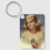 ヴィンテージの花嫁は聖書を持っ結婚て キーホルダー (正面)