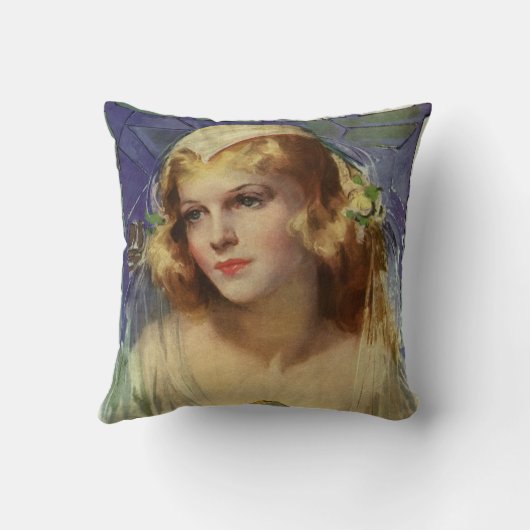 ヴィンテージの花嫁は聖書を持っ結婚て クッション (裏面)