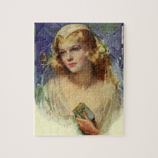 ヴィンテージの花嫁は聖書を持っ結婚て ジグソーパズル (縦)