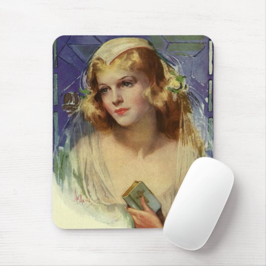 ヴィンテージの花嫁は聖書を持っ結婚て マウスパッド (マウス)
