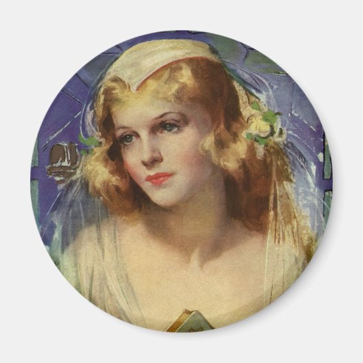 ヴィンテージの花嫁は聖書を持っ結婚て マグネット (正面)