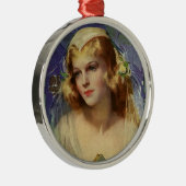 ヴィンテージの花嫁は聖書を持っ結婚て メタルオーナメント (右)