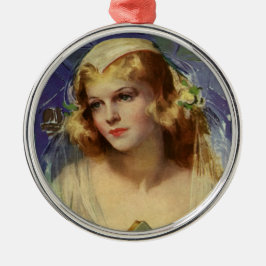 ヴィンテージの花嫁は聖書を持っ結婚て メタルオーナメント