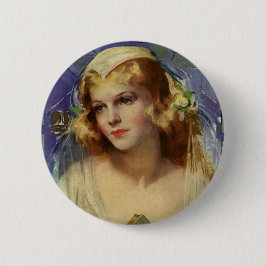 ヴィンテージの花嫁は聖書を持っ結婚て 缶バッジ