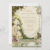ヴィンテージの花嫁及び新郎のシックでロマンチックな結婚式 招待状 (裏面)