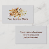 ヴィンテージの花束とのモノグラム"N"のテンプレート 名刺 (正面/裏面)