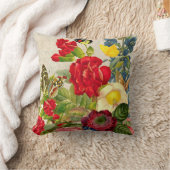 ヴィンテージの花束と蝶 クッション (ブランケット)