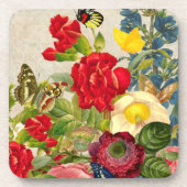 ヴィンテージの花束と蝶 コースター (正面)