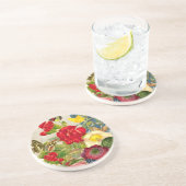 ヴィンテージの花束と蝶 コースター (側面)