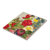 ヴィンテージの花束と蝶 タイル (側面)