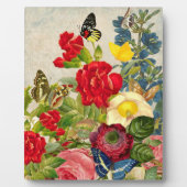 ヴィンテージの花束と蝶 フォトプラーク (正面)