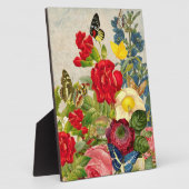 ヴィンテージの花束と蝶 フォトプラーク (側面)