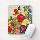 ヴィンテージの花束と蝶 マウスパッド (マウス)