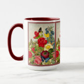 ヴィンテージの花束と蝶 マグカップ (左)