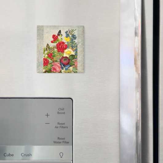ヴィンテージの花束と蝶 マグネット (インサイチュ (冷蔵庫))