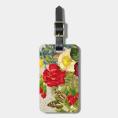 ヴィンテージの花束と蝶 ラゲッジタグ (正面縦)