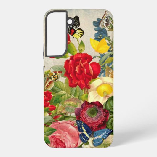 ヴィンテージの花束と蝶 SAMSUNG GALAXYケース (裏面)