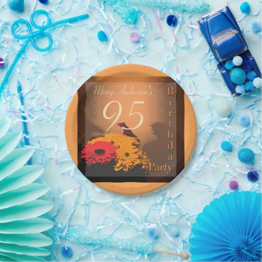 ヴィンテージの花束の第95誕生会の紙皿 ペーパープレート (パーティー)