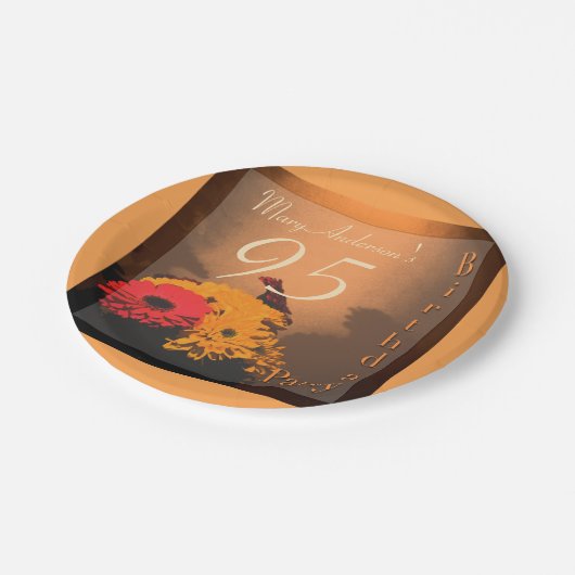 ヴィンテージの花束の第95誕生会の紙皿 ペーパープレート (アングル)