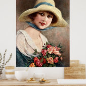 ヴィンテージの花束を持つバラ ポスター (キッチン)