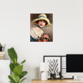 ヴィンテージの花束を持つバラ ポスター (ホームオフィス)