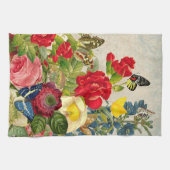 ヴィンテージの花束蝶ハンドタオル キッチンタオル (横)