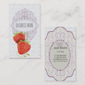 ヴィンテージの花柄およびいちごの名刺 名刺 (正面/裏面)