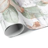 ヴィンテージの花柄および木製のぼろぼろのシックな包装紙 ラッピングペーパー (ロールコーナー)