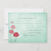 ヴィンテージの花柄および葉の応答 出欠カード (正面)