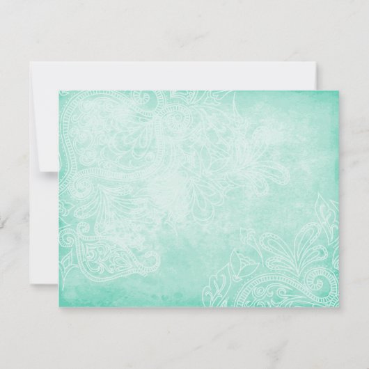 ヴィンテージの花柄および葉の応答 出欠カード (裏面)