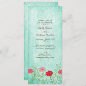 ヴィンテージの花柄および葉の招待状 招待状 (正面/裏面)
