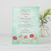 ヴィンテージの花柄および葉の招待状(5x7) 招待状 (スタンド正面)