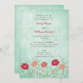 ヴィンテージの花柄および葉の招待状(5x7) 招待状 (正面/裏面)
