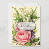 ヴィンテージの花柄のばら色のブライダルシャワーの招待状 招待状 (裏面)