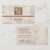 ヴィンテージの花柄のイニシャルP 名刺 (正面/裏面)