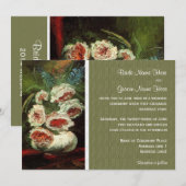 ヴィンテージの花柄のウェディング招待状。 招待状 (正面/裏面)