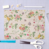 ヴィンテージの花柄のティッシュペーパー 薄葉紙 (クラフト)