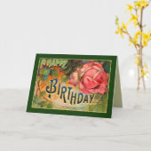 ヴィンテージの花柄のハッピーバースデー カード (黄色い花)