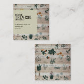 ヴィンテージの花柄の図表 スクエア名刺 (正面/裏面)