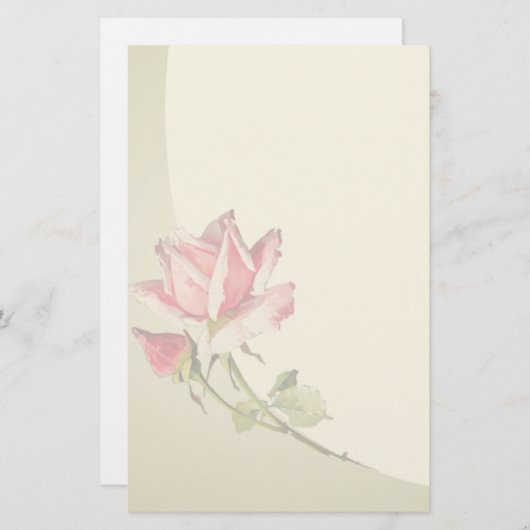 ヴィンテージの花柄の文房具 便箋 (正面/裏面)