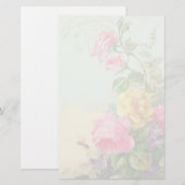 ヴィンテージの花柄の文房具 便箋 (正面/裏面)