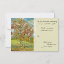 ヴィンテージの花柄の返信カード。春と夏のウェディングに。